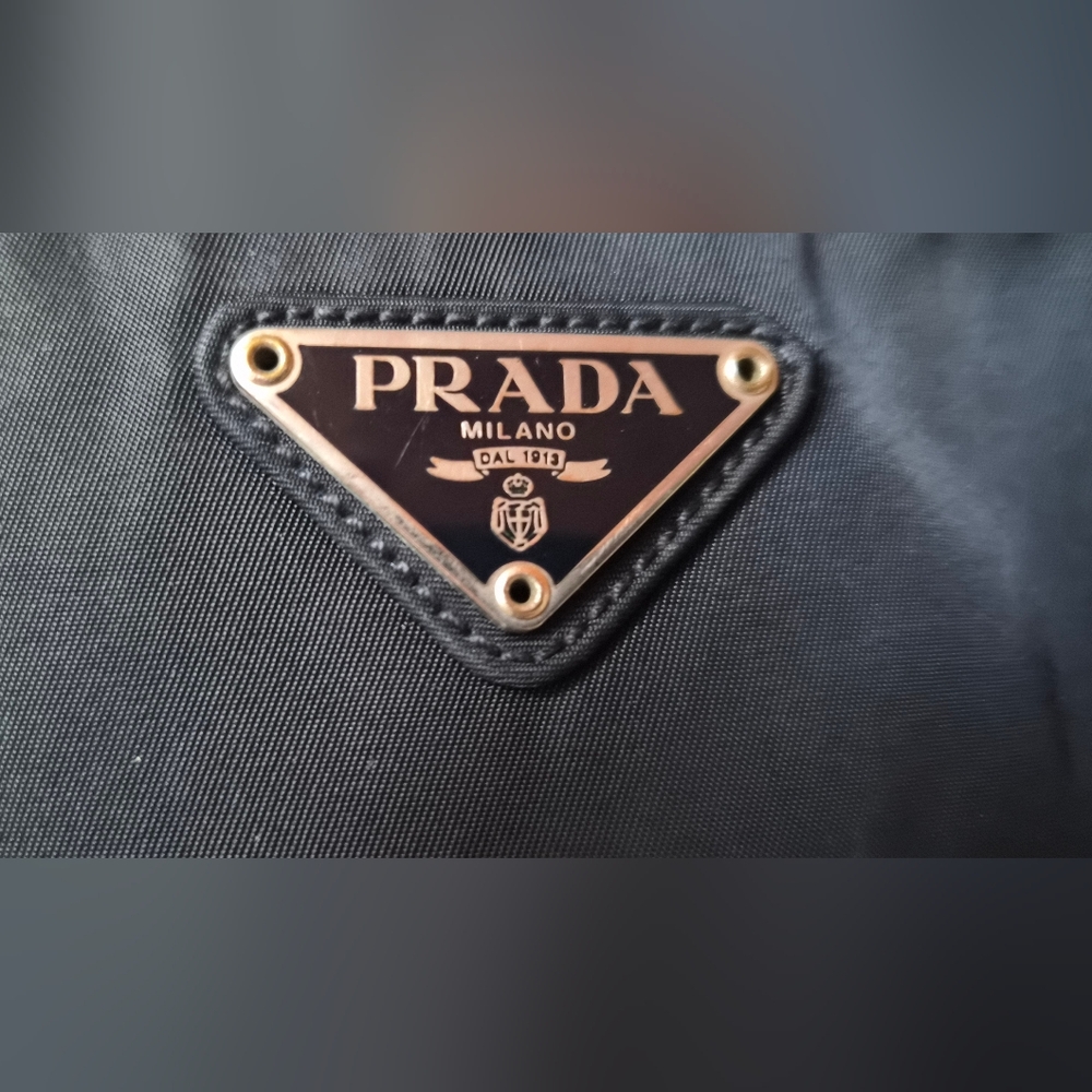 90's Prada Dark Navy Nylon Tote with  Silver Hardware